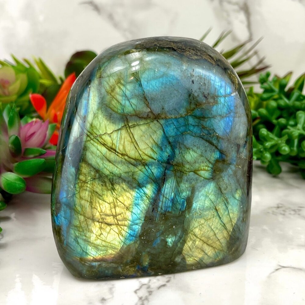 Labradorite Freeform 4.25" Tall Polished Flashy Spectrolite Crystal Home Decor